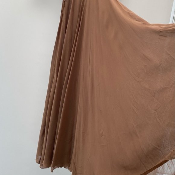 Vintage 1940s Pleated Draped Sheer Wrap Maxi Dress Long Fit & Flare Full Length - Picture 5 of 9